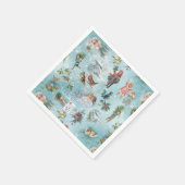 スパークリー魔法の冬のヴィンテージクリスマスコラージュ スタンダードカクテルナプキン (角)