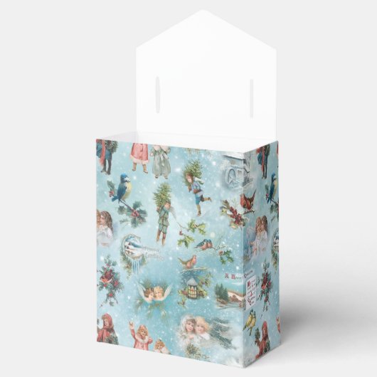 スパークリー魔法の冬のヴィンテージクリスマスコラージュ フェイバーボックス (オープン)