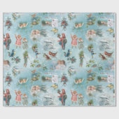 スパークリー魔法の冬のヴィンテージクリスマスコラージュ ラッピングペーパー (フラット)