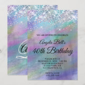 スパークリー イリデセント グリッター フォイル 40歳の誕生日 招待状 (正面/裏面)