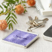 スパークリー グリッタリー ペリウィンクル フォイル ファンシー モノグラム キーホルダー (側面)