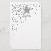 スパークリー・シルバー・スターズがパーソナライズ 便箋 (正面/裏面)