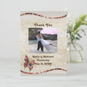 スパークリー バタフライ、レース & 羊皮紙 誕生日カード サンキューカード (スタンド正面)