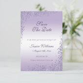 スパークリー パープル グリッター デコレーション バースデー セーブザデート (スタンド正面)