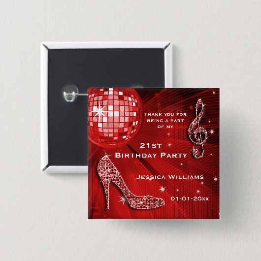 スパークリー・ヒール、音楽、ディスコ・ボール・パーティーのお気に入り 缶バッジ (正面&裏面)