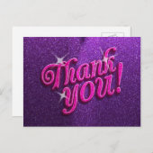 スパークリー ピンクとパープルのサンキュー ポストカード (正面/裏面)