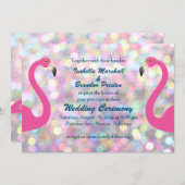 スパークリー フラミンゴ ウェディング インビテーション (正面/裏面)