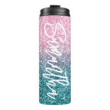 スパークリー ラグジュアリー ライトピンク ティール オンブレ グリッター