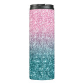 スパークリー ラグジュアリー ライトピンク ティール オンブレ グリッター タンブラー (裏面)