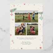 スパークリー レッド ボウ リース クリスマス ホイル カード (裏面)