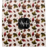 スパークリ葉ー秋秋スパークルスモノグラム シャワーカーテン (正面)