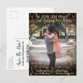 スパークルが輝く写真がとってもキュートな結婚式のSave the Dateです! 案内ポストカード