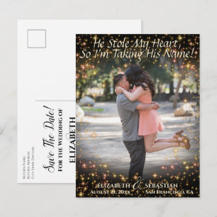スパークルが輝く写真がとってもキュートな結婚式のSave the Dateです! 案内ポストカード