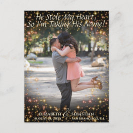 スパークルが輝く写真がとってもキュートな結婚式のSave the Dateです! 案内ポストカード