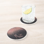 スパークルきらきら光るダイヤモンドグリッターハイヒールバラ金ゴールド コースター (側面)