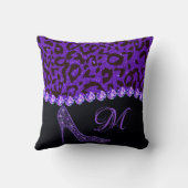 スパークルきらきら光るダイヤモンドグリッターヒョウ紫 クッション (裏面)