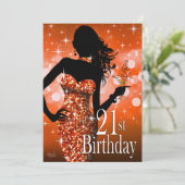 スパークルきらきら光る21歳の誕生日を持ち込む | オレンジ 招待状 (スタンド正面)