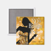 スパークルきらきら光る30歳の誕生日を持ち込む |金ゴールド マグネット (正面/裏面)