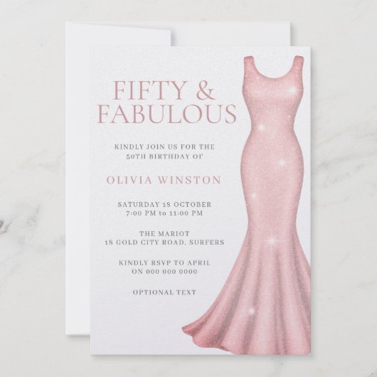 スパークルきらめくドレス50thバースデーパーティー 招待状 (正面)