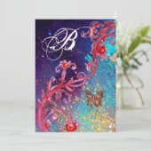 スパークルした蝶の2 優雅な結婚式のイニシャル 招待状 (スタンド正面)