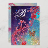 スパークルした蝶の2 優雅な結婚式のイニシャル 招待状 (正面/裏面)