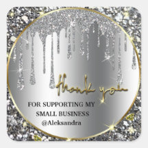 スパークルは感謝してい銀の金ゴールドスクエアステッカーをドリップ