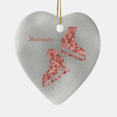 スパークルアイススケートで滑るクリスマスオーナメント – シルバー セラミックオーナメント (右)