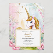 スパークルアンドシャインユニコーン誕生日女子 招待状 (正面/裏面)