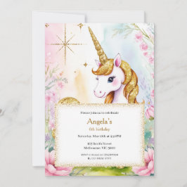 スパークルアンドシャインユニコーン誕生日女子 招待状