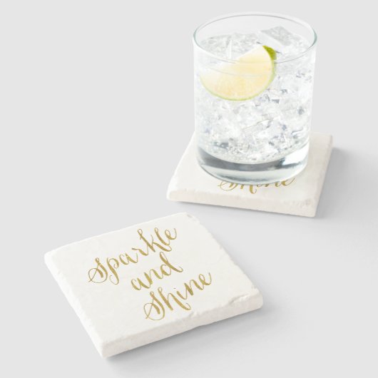 スパークルアンドシャイン引用文フェイクゴールドフォイルスパークリー ストーンコースター (横)