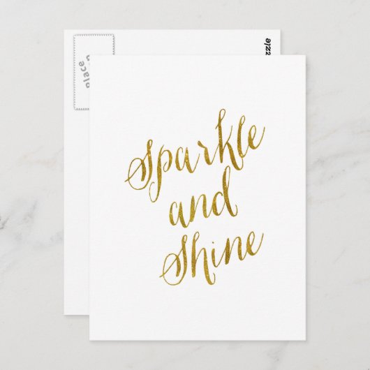 スパークルアンドシャイン引用文フェイクゴールドフォイルスパークリー ポストカード (正面/裏面)