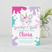 スパークルアンドスライムユニコーンスライム誕生日招待状 招待状 (スタンド正面)