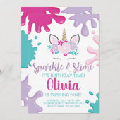 スパークルアンドスライムユニコーンスライム誕生日招待状 招待状 (正面/裏面)
