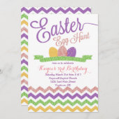 スパークルイースターエッグ狩り誕生日招待状 招待状 (正面/裏面)