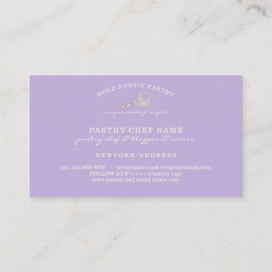 スパークルウィスクグリッター金ゴールドベーカリーグリッツパープル 名刺 (裏面)