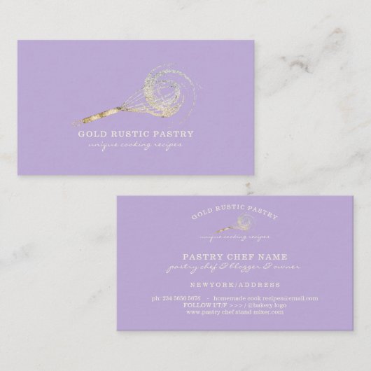 スパークルウィスクグリッター金ゴールドベーカリーグリッツパープル 名刺 (正面/裏面)