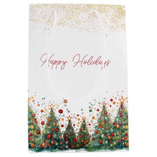 スパークルエレガントクリスマスツリー抱き枕 ミディアムペーパーバッグ (正面)