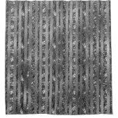 スパークルエレガントグリッターシックシルバーストライプズ シャワーカーテン (正面)