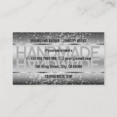 スパークルエレガントグリッターラグジュアリーグラムダークシルバー 名刺 (裏面)