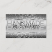 スパークルエレガントグリッターラグジュアリーグラムダークシルバー 名刺 (正面)