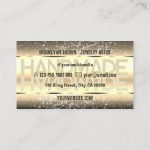 スパークルエレガントグリッターラグジュアリーグラムダーク金ゴールド 名刺 (裏面)