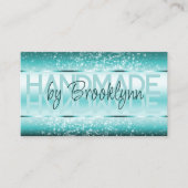 スパークルエレガントグリッターラグジュアリーグラムティール(緑がかった色)グリーン 名刺 (正面)