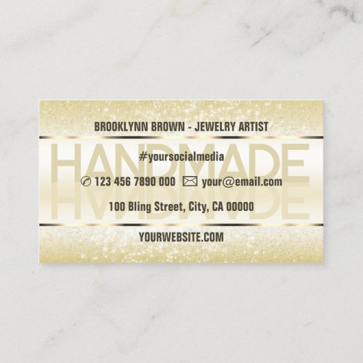 スパークルエレガントグリッターラグジュアリーグラムライト金ゴールド 名刺 (裏面)
