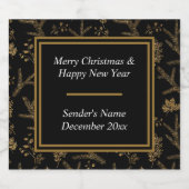 スパークルエレガントブラック金ゴールドホリデーラグジュアリーヴィーブ リキュールボトルラベル (シングルラベル)