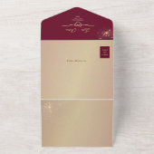 スパークルエレガント・ブルゴーニュと金ゴールド結婚ズ オールインワン招待状 (外側)