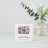 *~*スパークルオパールハートQRエンジェルウィングスAP78金ゴールド スクエア名刺 (スタンド正面)