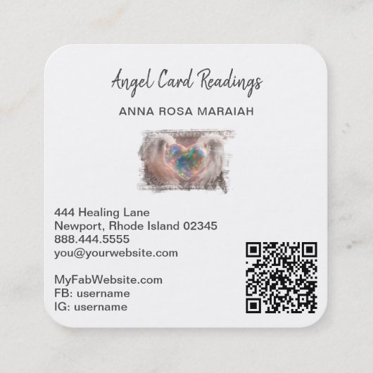 *~*スパークルオパールハートQRエンジェルウィングスAP78金ゴールド スクエア名刺 (裏面)