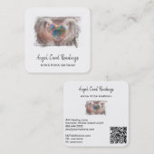 *~*スパークルオパールハートQRエンジェルウィングスAP78金ゴールド スクエア名刺 (正面/裏面)