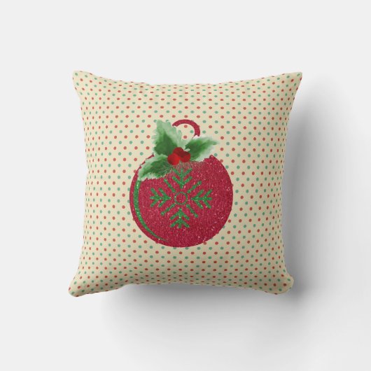 スパークルオーナメントと水玉模様ホリデイ クッション (裏面)