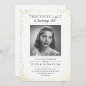 スパークルオールドフォトバースデーパーティ招待状 招待状 (正面/裏面)